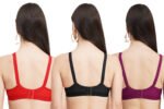 FULL COVERAGE SOLID NON-WIRED NON PADDED DAILY WEAR BRA (PACK OF 3) (BLACK, RED AND PURPLE) - Image 2