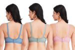 FULL COVERAGE SOLID NON-WIRED NON PADDED DAILY WEAR BRA (PACK OF 3) (BLUE, GREEN AND PINK) - Image 2