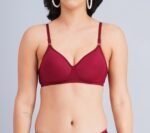 Full Coverage Solid Padded Non-Wired T-Shirt Daily Wear Bra (Pack of 3) (Red, Blue & Brown) - Image 4