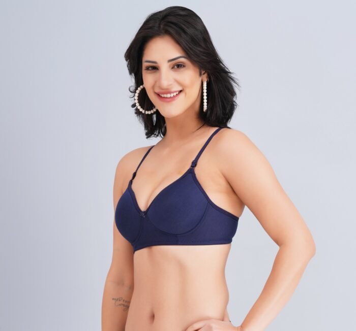 Full Coverage Solid Padded Non-Wired T-Shirt Daily Wear Bra (Pack of 3) (Red, Blue & Brown) - Image 5
