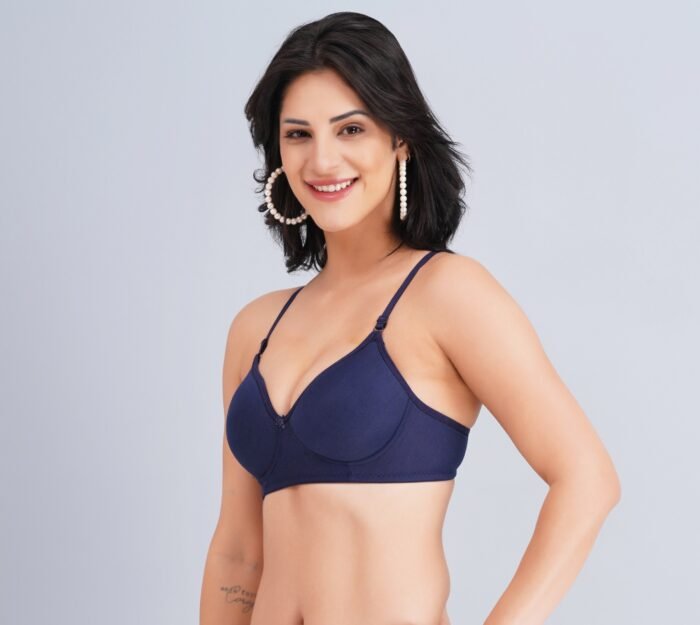 Full Coverage Solid Padded Non-Wired T-Shirt Daily Wear Bra (Pack of 3) (Pink, Blue & Red) - Image 5
