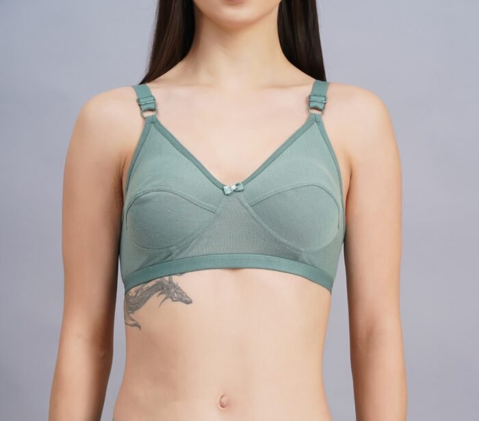 Solid Non-Wired Non Padded  Daily Wear Bra (Pack of 3) (Blue, Green & Pink) - Image 4