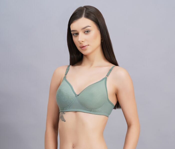 Full Coverage Solid Padded Non-Wired T-Shirt Daily Wear Bra (Pack of 3) (Blue, Green & Pink) - Image 5
