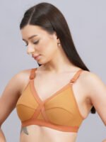 FULL COVERAGE SOLID NON-WIRED NON PADDED DAILY WEAR BRA (PACK OF 3) (GOLDEN, MAROON AND PINK) - Image 4