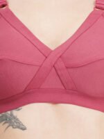 FULL COVERAGE SOLID NON-WIRED NON PADDED DAILY WEAR BRA (PACK OF 3) (GOLDEN, MAROON AND PINK) - Image 5