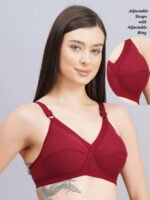 FULL COVERAGE SOLID NON-WIRED NON PADDED DAILY WEAR BRA (PACK OF 3) (GOLDEN, MAROON AND PINK) - Image 3