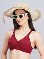 FULL COVERAGE SOLID NON-WIRED NON PADDED DAILY WEAR BRA (PACK OF 3) (GOLDEN, MAROON AND PINK) - Image 6