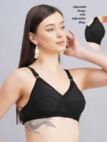 FULL COVERAGE SOLID NON-WIRED NON PADDED DAILY WEAR BRA (PACK OF 3) (BLACK, RED AND PURPLE) - Image 3