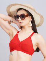 FULL COVERAGE SOLID NON-WIRED NON PADDED DAILY WEAR BRA (PACK OF 3) (BLACK, RED AND PURPLE) - Image 6